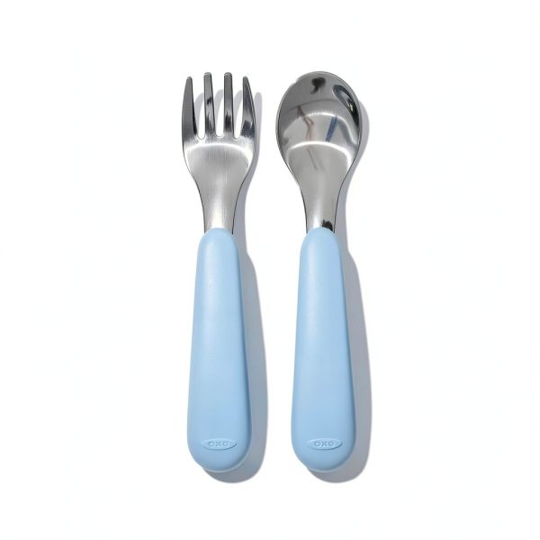 OXO Tot Stainless Steel Fork and Spoon Set for Toddlers-6