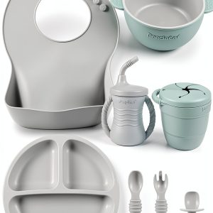 PandaEar Silicone Baby Feeding Set Pink Design-0
