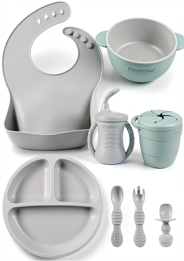 PandaEar Silicone Baby Feeding Set Pink Design-0