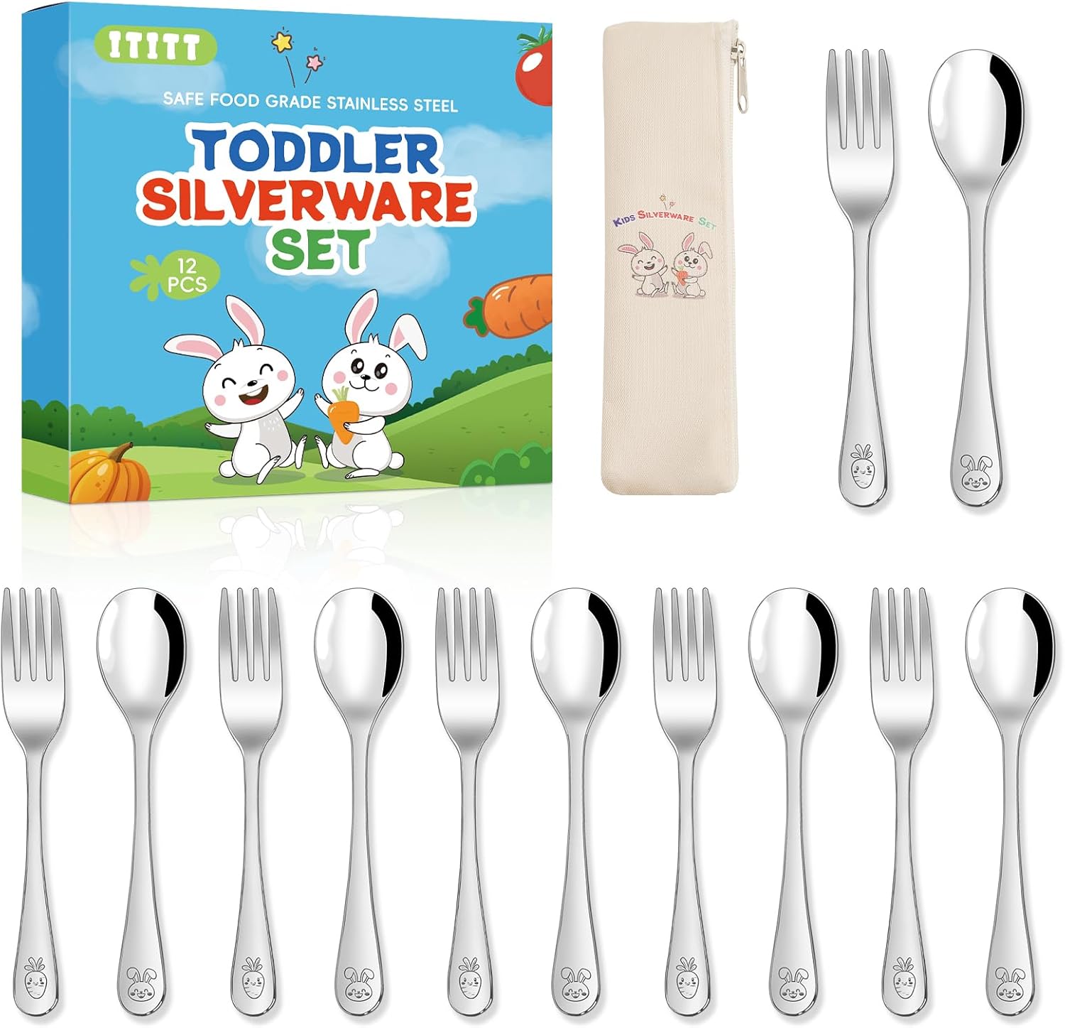 Toddler silverware set with forks and spoons