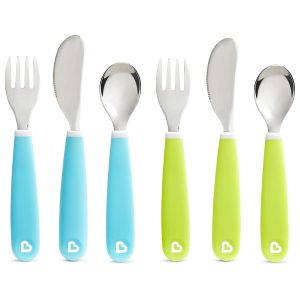 Munchkin Toddler Flatware Sets Pink Purple Utensils 6 Piece-0