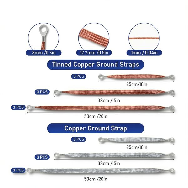 IANFAN Ground Strap Kit 18 Universal Automotive Straps 10 15 20 Inch-1