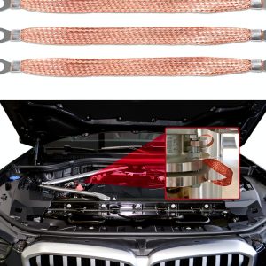 PACLVIO Automotive Ground Strap 12.2x0.5in Chrome Braided Copper-0