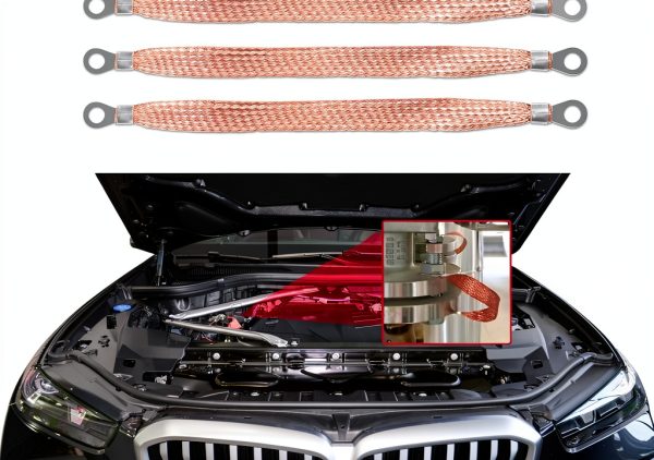 PACLVIO Automotive Ground Strap 12.2x0.5in Chrome Braided Copper-0
