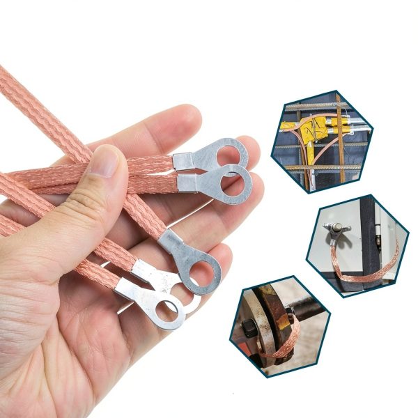 PACLVIO Automotive Ground Strap 12.2x0.5in Chrome Braided Copper-3